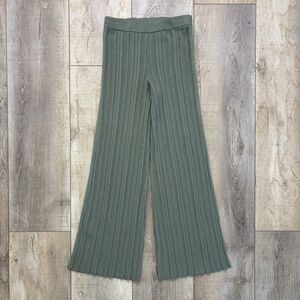 Aerie Olive Green Ribbed Wide Leg Lounge Pants High Rise Size S Cozy Minimalist